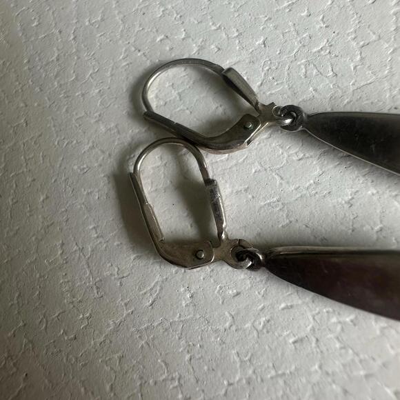 Sterling w Inlaid Blue Lapis .75” Southwest Drop Earrings - Picture 4 of 7